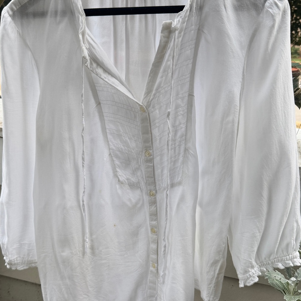 Vintage America White Lace-Up Blouse